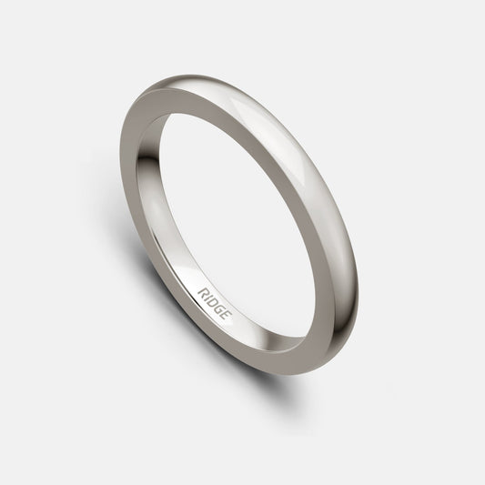 Ridge 2mm Rounded Ring Set - 14K White Gold